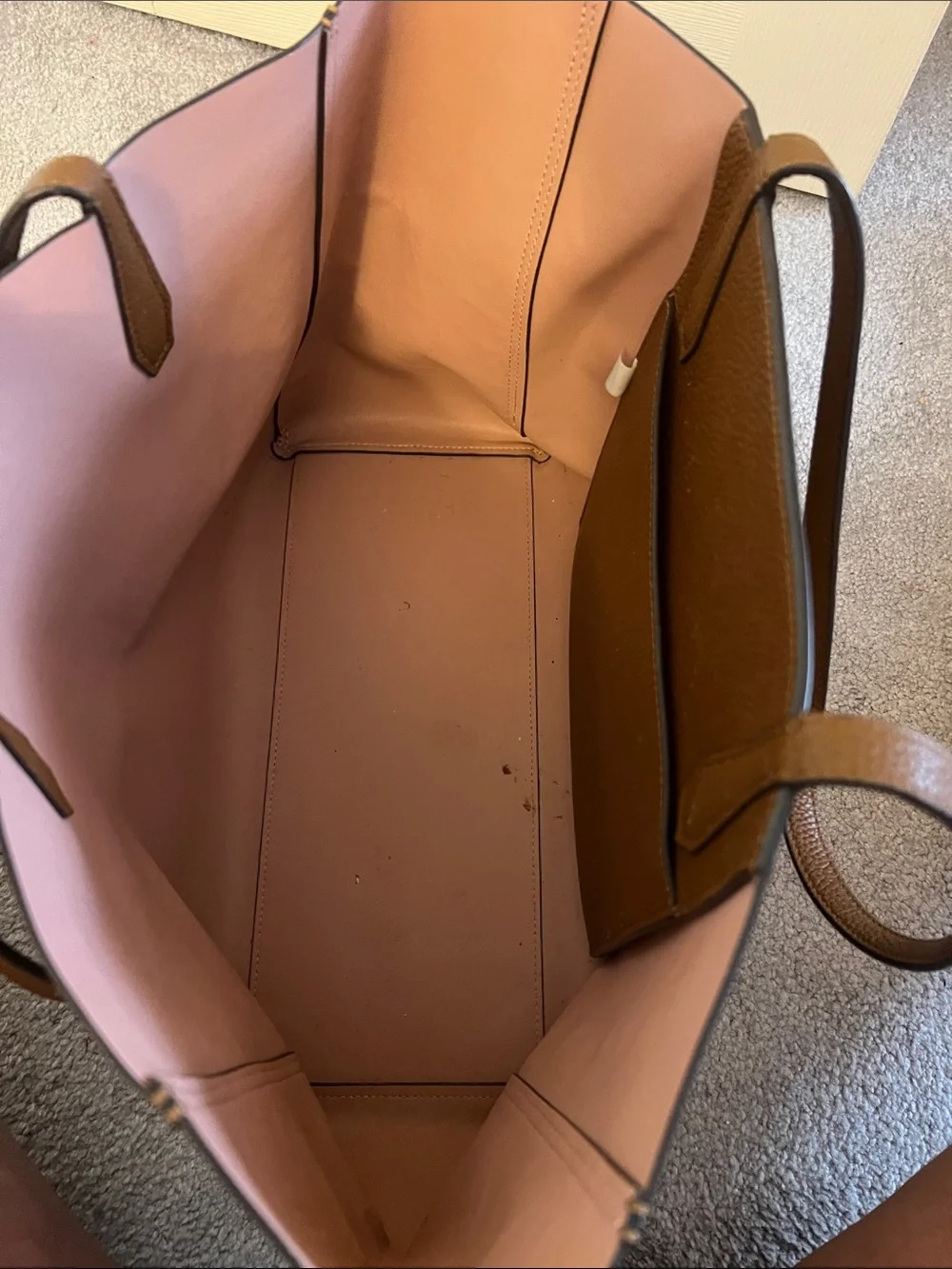 Tory Burch Chestnut Pebbled Leather Tote with Gold Logo